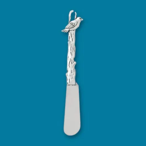 Vista 2 de Basic Spirit Bird on Branch - Cuchillo para paté, 4.5 pulgadas de largo, mango de peltre con hoja de acero inoxidable, colección de mesa sin plomo