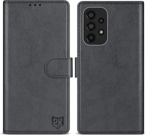 Vista 10 de ZZXX Funda tipo cartera para Samsung Galaxy A53 5G con bloqueo RFID, ranura para tarjetas, función atril, cierre magnético, funda protectora de Negro