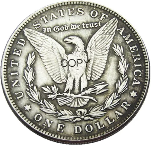 Vista 2 de Copia 1893 Moneda Hobo Morgan Baphomet Cabeza de Cabra Satanás Diablo Infierno Pentagrama plateado Réplica conmemorativa
