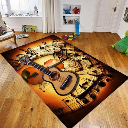 Vista 3 de Alfombra de guitarra, 3 x 4 pies, alfombra de guitarra eléctrica, para interiores, antideslizante, reducción de ruido, lavable a máquina, alfombra