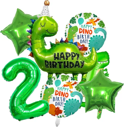 Vista 7 de Decoraciones de dinosaurio de primer cumpleaños - Globos de aluminio de dinosaurio y suministros de fiesta para niños