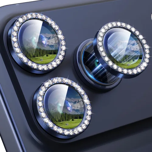Vista 30 de Protector de lente de cámara para iPhone 15 Pro/iPhone 15 Pro Max, anillo de metal individual, dureza 9H, protector a prueba de arañazos, accesorios