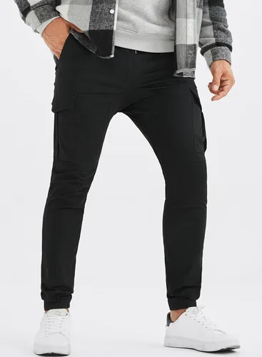 Vista 7 de JMIERR Pantalones cargo de moda para hombre, casuales, de algodón, elásticos, de sarga con cordón, pantalones deportivos con 6 bolsillos
