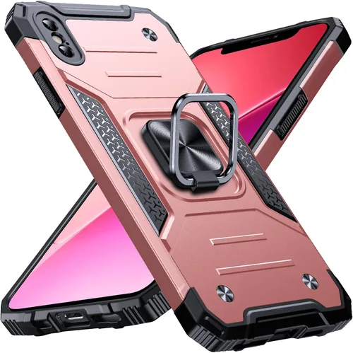 Vista 108 de Anqrp Funda resistente para iPhone 6/7/8/SE/SE2 con soporte de anillo mejorado y agarre, grado militar, a prueba de golpes, resistente y robusta