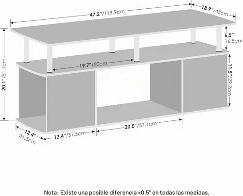 Vista 2 de Furinno Jaya - Mesa auxiliar rectangular moderna con estante abierto, mesa auxiliar con almacenamiento lateral, para sala de estar, dormitorio, Pino