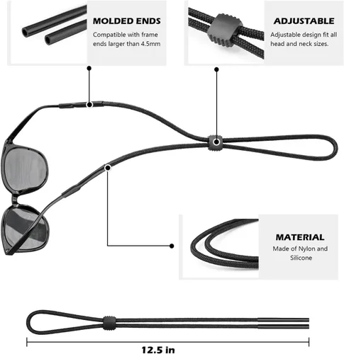 Vista 2 de KECHIO Correa de soporte de gafas deportivas (3 piezas) - Correa de gafas de sol para hombres, mujeres y niños