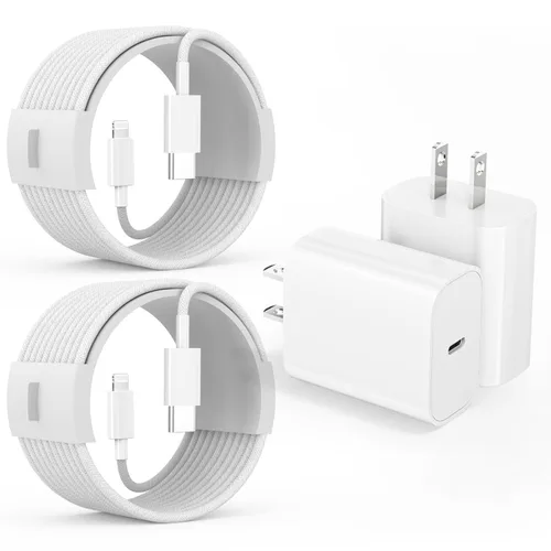 Vista 14 de Cargador de iPhone de carga rápida para iPhone 14, paquete de 2 bloques de pared USB C con enchufe de cargador y cable de carga USB C a Lightning