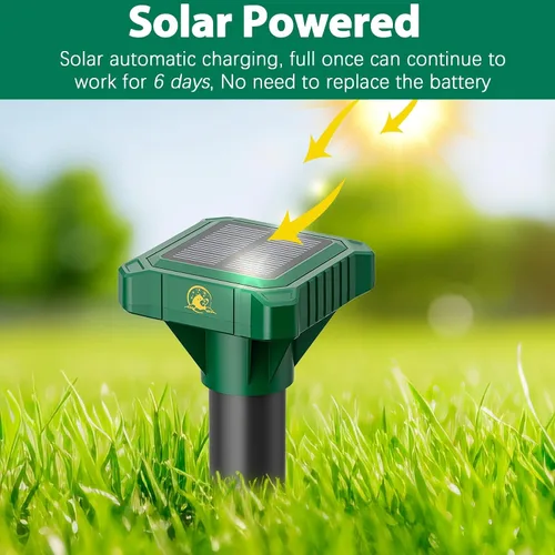 Vista 3 de Paquete de 8 repelentes de topos alimentados por energía solar, vibratorias repelentes de topos solares para ratones, marmotas, serpientes y togas