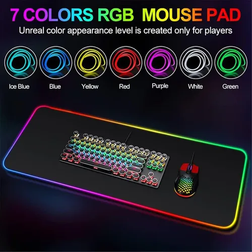 Vista 3 de Mouse Pads Anime Game LED Light Desk Mat XXL Computer Mousepad Backlight Keyboard Cover Table Mause Gaming Mouse Pad RGB Carpet 27.55 inch x12 inch