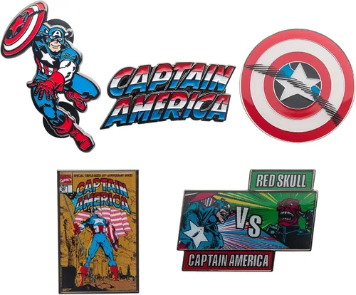 Vista 26 de Marvel Studios: The Falcon y The Winter Soldier - Juego de 5 pines de solapa con base de metal y esmalte con caja circular de 6.3 pulgadas