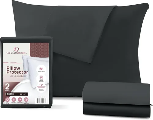 Vista 59 de CirclesHome Juego de 4 protectores de almohada estándar con cremallera, fundas de almohada transpirables 100% algodón, protegen las almohadas