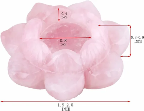Vista 4 de SUNYIK Escultura de figura de flor de loto de piedra tallada a mano, decoración de soporte de bola de cristal curativo natural, cuarzo rosa, 2