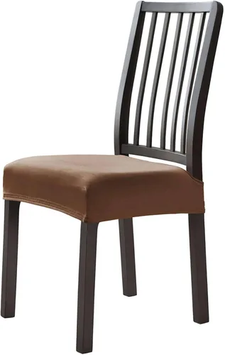 Vista 7 de Fundas de asiento de terciopelo para sillas de comedor, fundas elásticas para sillas de comedor de 2 piezas con parte inferior elástica