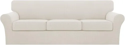 Vista 90 de Turquoize 2 fundas para sillas de sala de estar, funda de sofá con fundas de cojín individuales, funda de muebles para sillas (silla, beige biscotti)