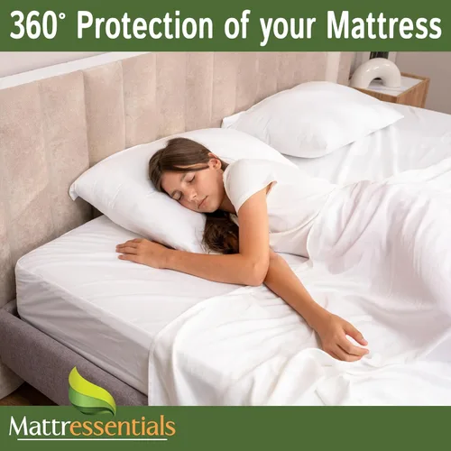 Vista 7 de Protector de colchón individual con cremallera (5 a 7 pulgadas de profundidad), funda de colchón impermeable para chinches de cama, funda