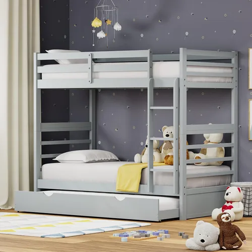 Vista 14 de Glenwillow Home Litera Plana de madera maciza individual sobre cama matrimonial, color espresso