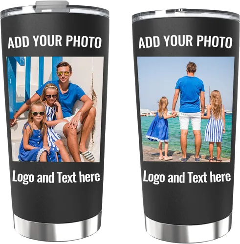 Vista 6 de Vaso de acero inoxidable personalizado de 20 onzas con tapa y popote