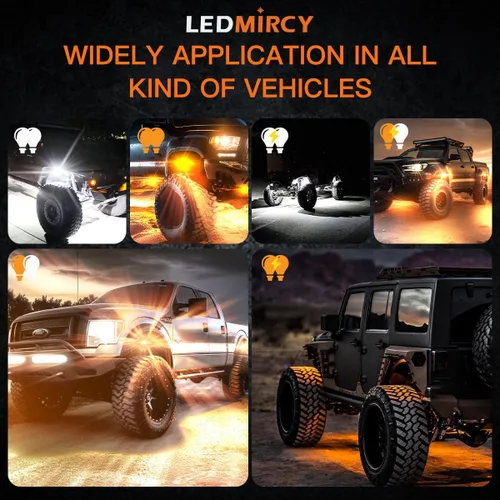 Vista 7 de Kit de Luces de Roca Switchback LEDMIRCY Estroboscópicas Blancas y Ámbar 12 Módulos 6 Modos Función de Memoria Función de Reinicio con Arnés