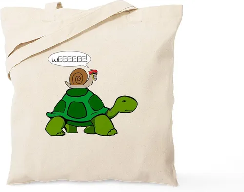 Vista 10 de CafePress Bolso de mano de tortuga para bebé, bolsa de lona natural, bolsa de compras reutilizable