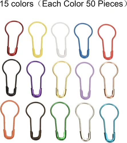Vista 3 de MECCANIXITY Broches de seguridad para bombillas, 0.866 in, 15 colores, de metal de calabaza, para coser, para cobijas, manualidades, broches, 750