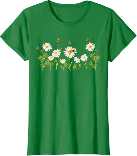 Vista 32 de Marguerites Daisy - Camiseta de verano con margaritas de jardín de flores, Negro, S