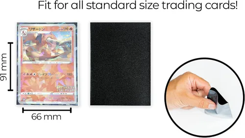 Vista 3 de 100 fundas holográficas negras para tarjetas, ajuste perfecto, fundas brillantes para tarjetas coleccionables, tamaño estándar, compatibles