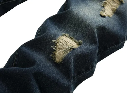 Vista 4 de Jeans casuales ajustados con agujeros rasgados para hombre