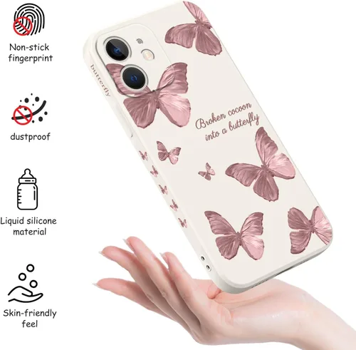 Vista 4 de LEECG Funda para iPhone 12 Mini, diseño creativo con estampado floral de mariposa de astronauta, funda antiarañazos de microfibra suave, funda