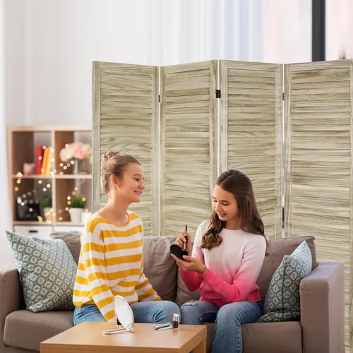 Vista 9 de Babion Separadores de habitación de 4 paneles, pantallas de privacidad portátiles y plegables, partición decorativa de habitación para oficina