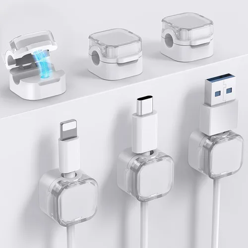 Vista 9 de AhaStyle Organizador de cables magnético [1s Lock] Paquete de 6 soportes para cables