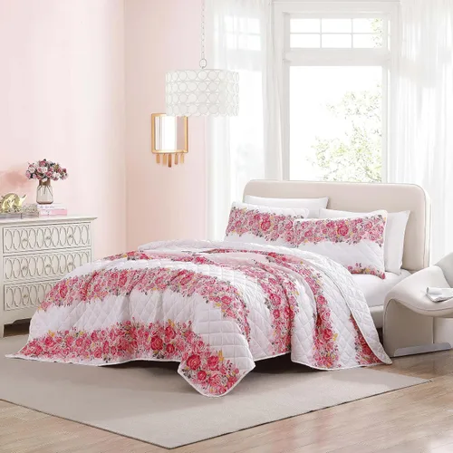 Vista 7 de Betsey Johnson - Juego de edredón Queen, ropa de cama reversible de microfibra cepillada con fundas a juego, decoración del hogar cosida
