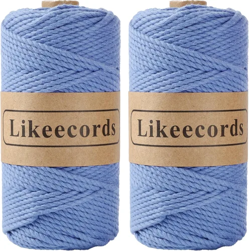 Vista 24 de Likeecords Cordón de algodón para macramé de 3mm x 100 metros, hilo torcido de 3 hebras, cuerda de macramé, hilo de algodón para macramé, cuerda