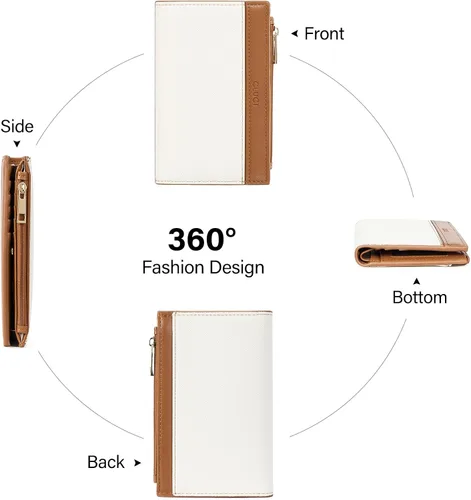 Vista 7 de CLUCI Cartera RFID para mujer de cuero PU pequeña, cartera de mujer con bloqueo, cartera de señoras con bolsillo para tarjetas de crédito, Beige