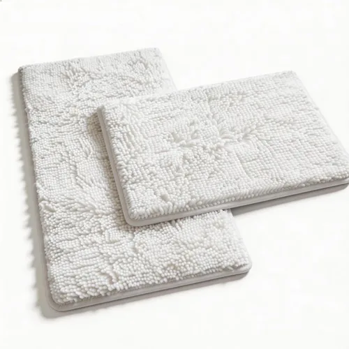 Vista 10 de Juegos de Alfombras de Baño de 2 Piezas de Chenilla Suave Antideslizantes Alfombras de Baño Absorbentes Peludas, Alfombra de Bañera, Alfombras Gris