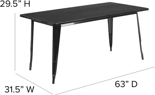 Vista 3 de Flash Furniture - Mesa rectangular de metal para interior o exterior (31.5 x 63.0 pulgadas), NA, Negro