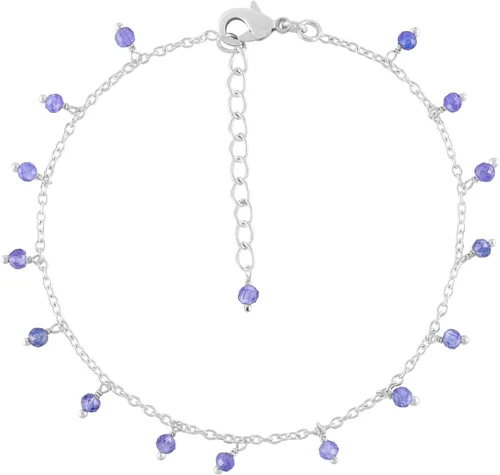 Vista 35 de Yanara Tobilleras de piedras preciosas para mujer, piedra natal natural, chapada en plata, joyería hecha a mano en 8.5 + 1.5 pulgadas, cristales