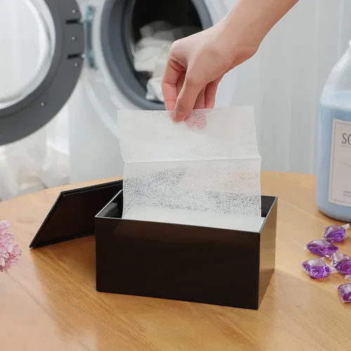 Vista 2 de zoocatia Porta hojas para secadora de lavandería, contenedor de cápsulas de detergente transparente, dispensador de bolas de secadora con tapa, caja