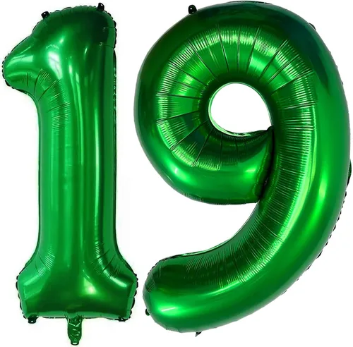 Vista 29 de Globos de color verde oscuro con el número 10 de 40 pulgadas, globos de helio de papel de aluminio de 10 pulgadas para decoración de eventos de 10º