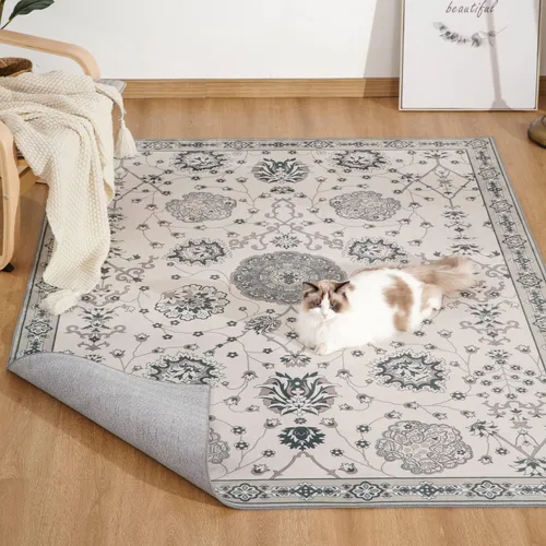 Vista 7 de Area-Rug - Alfombra oriental de 3 x 5 pies, alfombra floral de cachemira, lavable a máquina, alfombra rural para sala de estar, dormitorio, comedor
