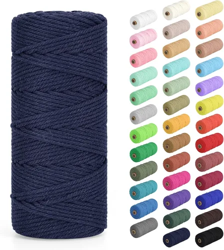 Vista 95 de Cuerda de macramé de 0.079 in x 220 yardas (656 pies), cuerda de algodón natural para colgar en la pared, ganchos de plantas, manualidades Verde