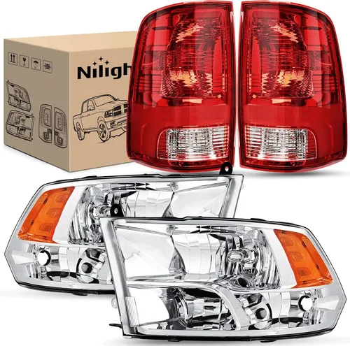 Vista 24 de Nilight Conjunto de faros delanteros 2009 2010 2011 2012 2013 2014 2015 2016 2017 2018 Ram 1500 2500 3500 Pickup Quad Conjunto de faros de repuesto