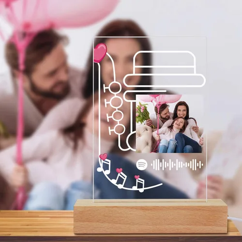 Vista 12 de Placa de arte musical personalizada con luz nocturna escaneable, cubierta de álbum de fotos, lámpara LED, regalo personalizado para el día