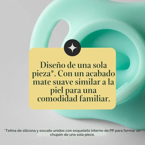 Vista 6 de Tommee Tippee - Chupete ultraligero StayPut, Diseño de silicona de una sola pieza, 0.0-19.7 ft, paquete de 4