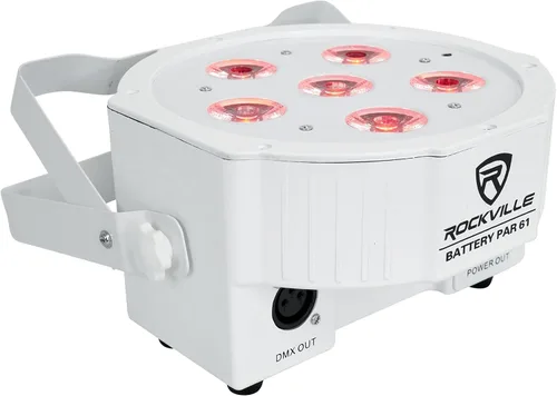 Vista 3 de 16 Rockville Battery PAR 61 Blanco Recargable RGBWA+ DMX DJ Up-Lights+Remotes