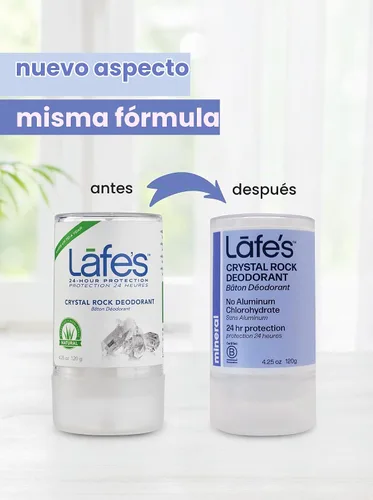 Vista 2 de Lafe's Desodorante natural Desodorante natural de roca mineral de cristal sin perfume, 4.25 onzas, paquete de 2