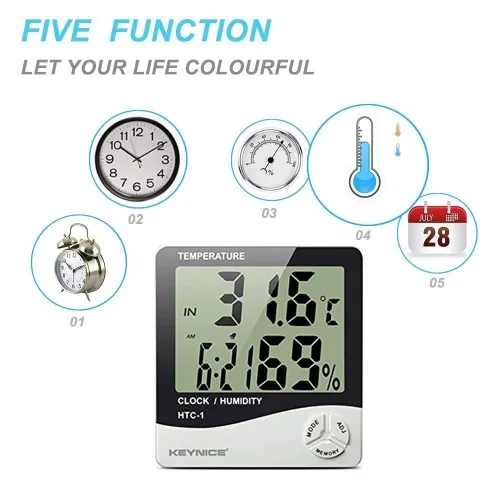 Vista 3 de Termo higrómetro de temperatura y humedad (rango de temperatura: 14°F a 122°F) para ambiente interior junto con certificado de calibración