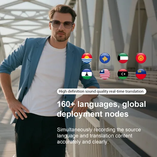Vista 3 de Lentes inteligentes AI para mujeres y hombres, lentes fotocrómicas, traducción en tiempo real a través de la aplicación, compatibles con más de 160