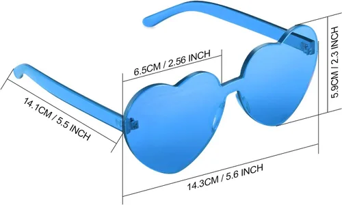 Vista 2 de Maxdot - Lentes de sol transparentes sin marco con forma de corazón para fiestas