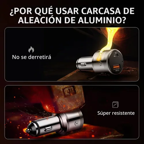 Vista 4 de LENCENT Adaptador de coche Bluetooth 5.3 de metal completo, transmisor