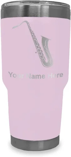 Vista 23 de LaserGram Vaso aislado al vacío de 20 onzas, saxofón, grabado personalizado incluido (negro)